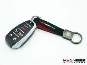 Keychain - Leather - Alfa Romeo Crest + Italian Flag